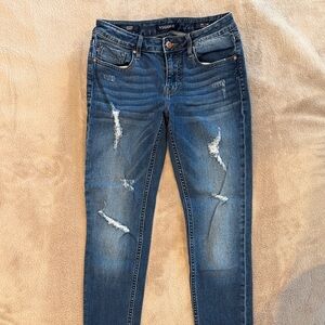Vigoss Women's Dark Blue Distressed Skinny Jeans